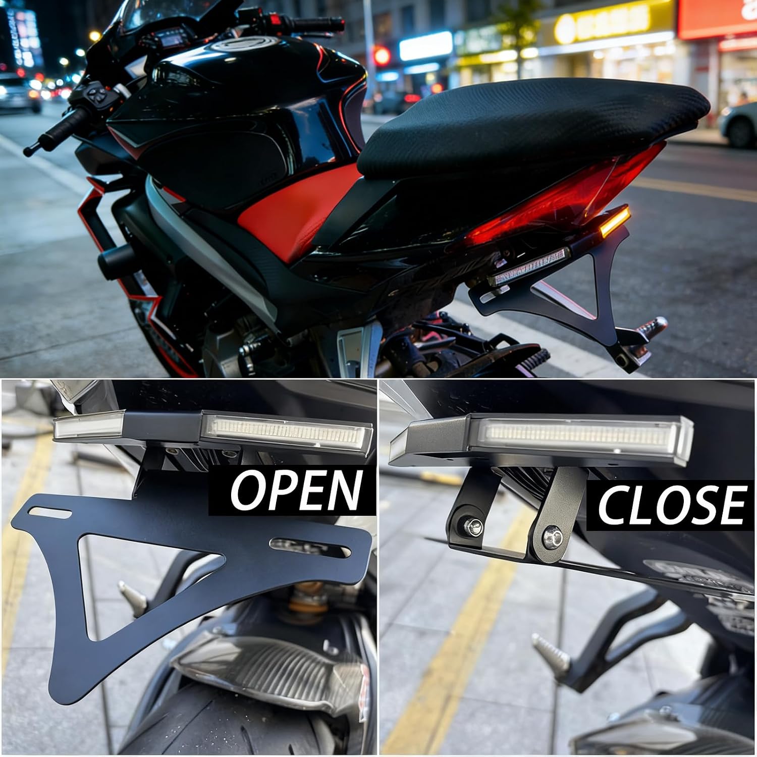 License Plate Holder with LED Turn Signal Compatible with Aprilia RS660 RS 660 2021-2026 RSV4 FACTORY 2021-2024 RS660 Tail Tidy Fender Eliminator Kit License Plate Bracket RSV4 Fender Eliminator