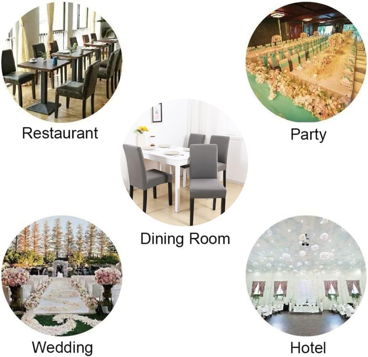 TOMMO Dining Room Chair Covers Set of 4, Stretch Removable Washable Spandex Dining Chair Slipcovers Protectors - Image 3