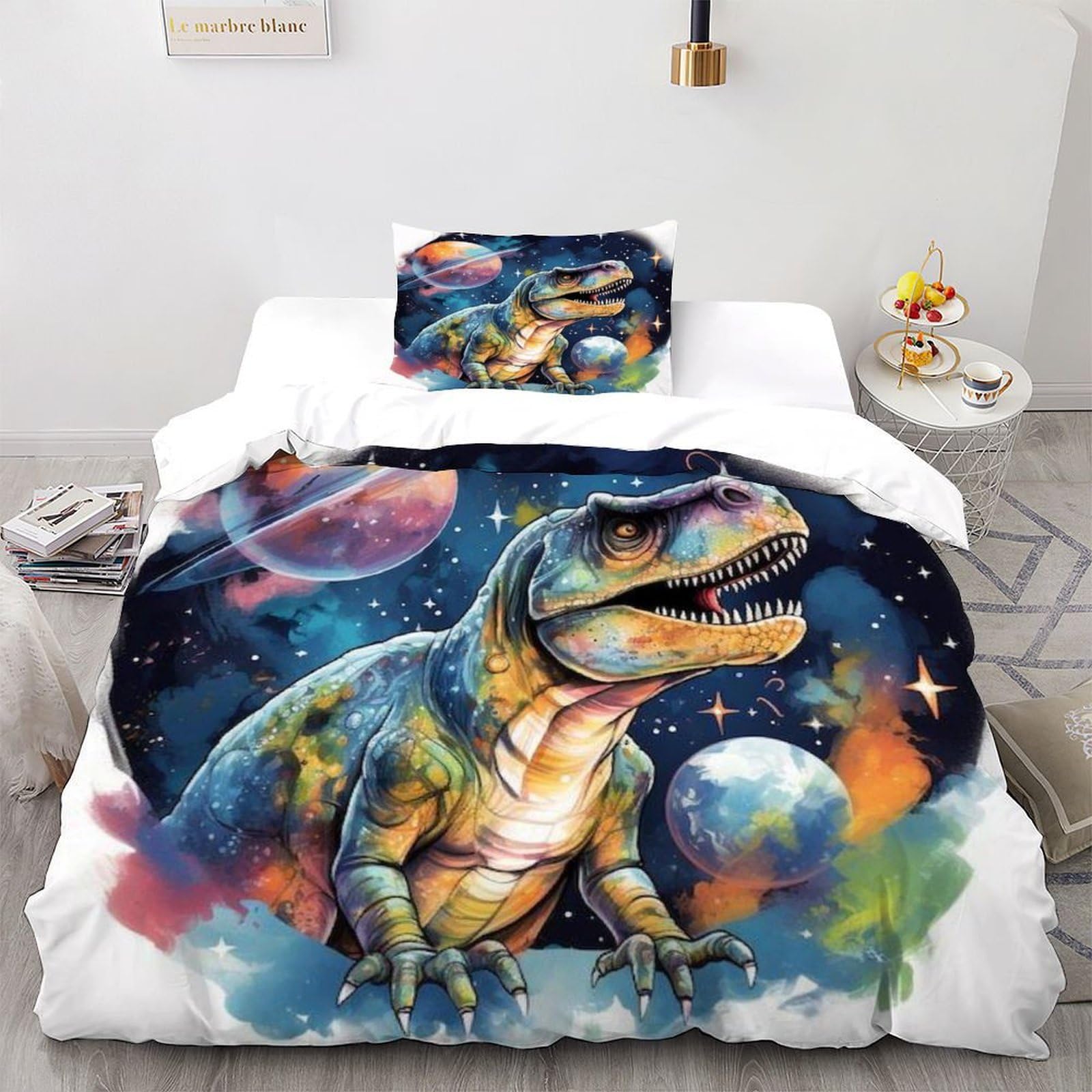 Housse de couette dinosaure microfibre hypoallergénique et douce pour la peau