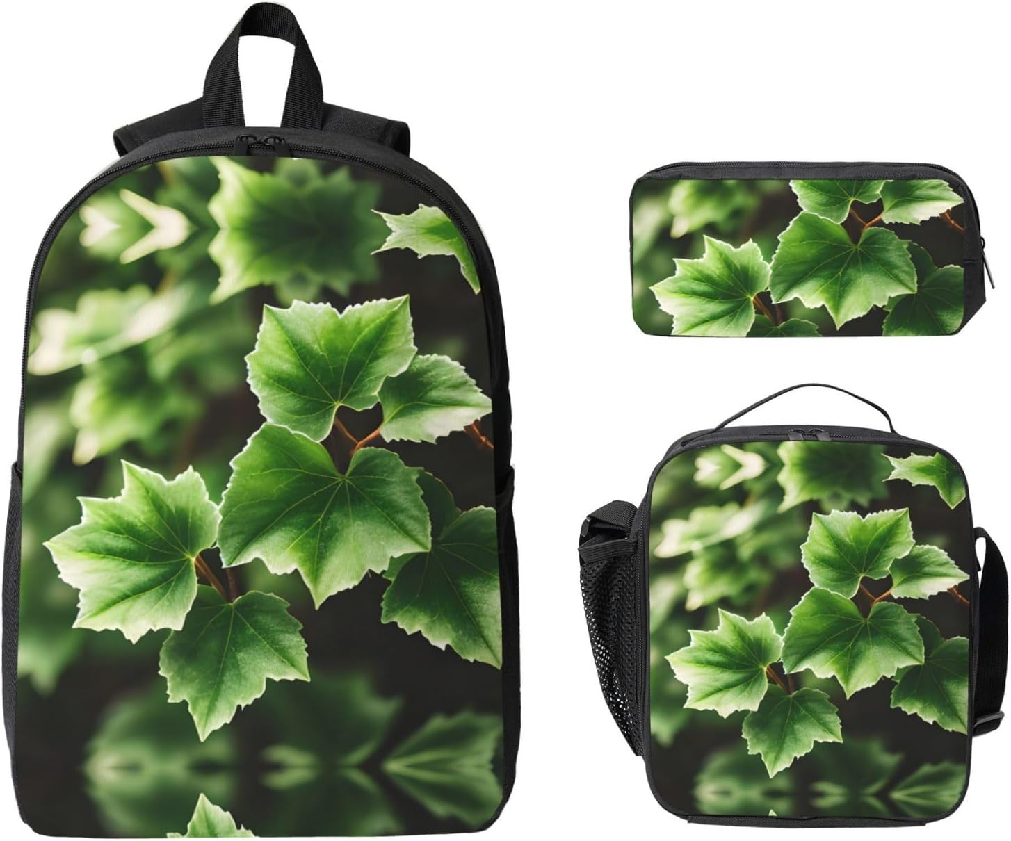 Ivy Blossoms Tree print 3 Piece Backpack Bags with Lunch Box Pencil Case Set for Travel Work Camping Unisex