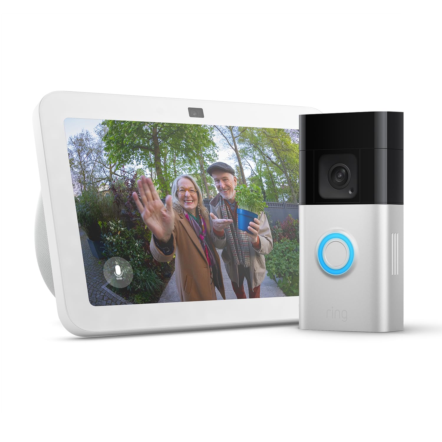 Echo Show 8 (Última generación) | Bianco + Ring Videotimbre Plus con batería