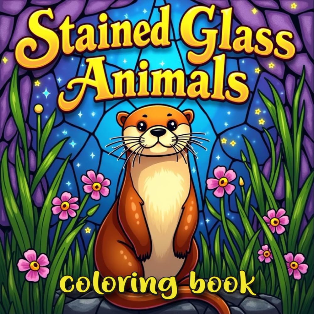 Stained Glass Animals Coloring Book: Adult Coloring Book with 60 Unique Inspirational Designs Easy Animals for Mindfulness and Stress Relief