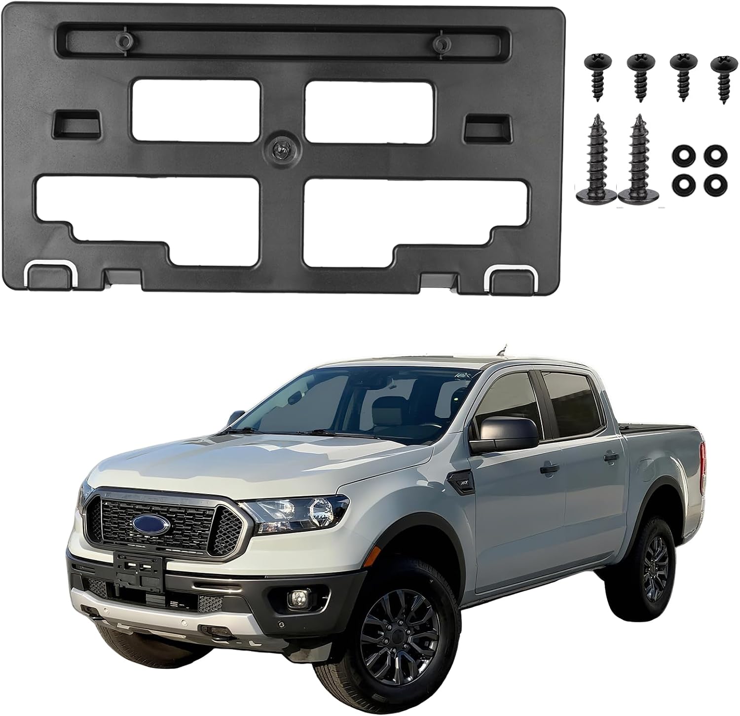 Front License Plate Bracket Frame Holder with Bolts Compatible with Ford Ranger 2019 2020 2021 2022 2023 KB3Z-17A385-A FO1068176
