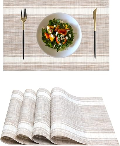 Miniatura 16 de Manteles individuales de vinilo de plástico, lavables, resistentes al calor, duraderos, de PVC, antideslizantes, tejidos, para cocina, comedor Azul