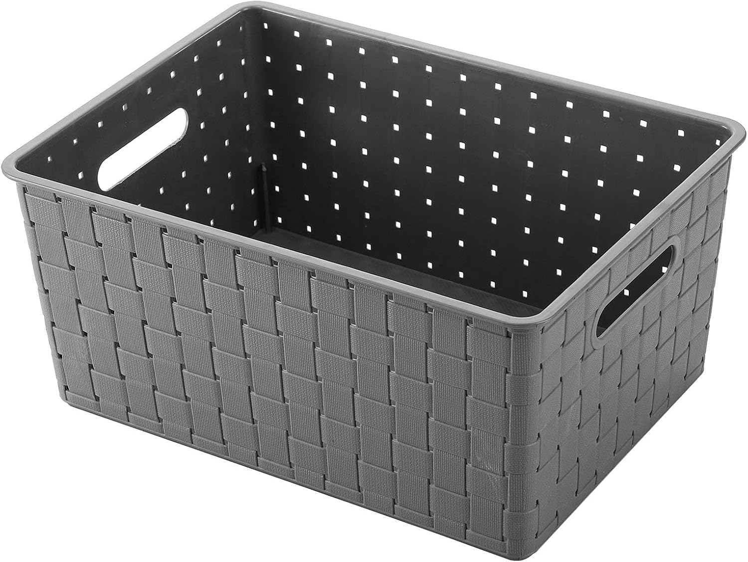 Bekith 9 Pack Woven Plastic Storage Basket, Organizing Pantry Storage Bins for Toys, Accessories, Bedroom, Classrooms, Office, School, 10" L x 7" W x 4.4" H, Grey