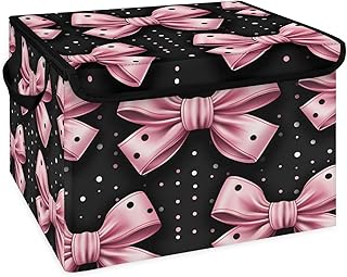 Closet Storage Bins with Lids, Pink Bows Storage Baskets for Organizing,...