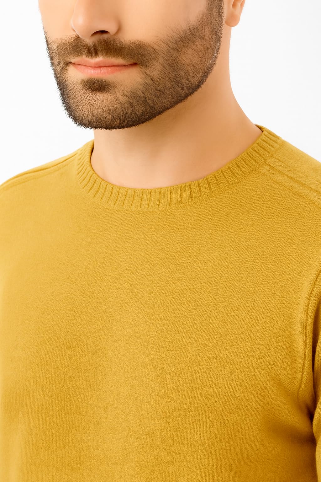 Maglione Girocollo in Calda e Morbida Lana - Maglia da Uomo in Tinta Unita con Fantasia a Treccia - Made in Italy