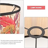 Vista 3 de Uonlytech Pantalla tejida de bambú de 11.81 pulgadas, pantalla de lámpara de mesa impresa para dormitorio, comedor, decoración rústica del hogar