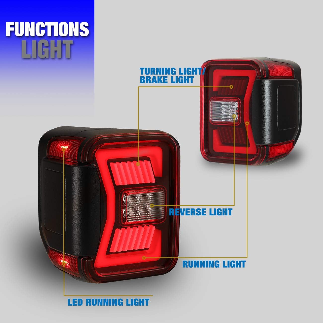 LED Tail Lights For 2019-2025 Jeep Gladiator JT Black Red Lens Sequential Turn Signal Tail Lights 1 Pair Rear Lamps Replacement