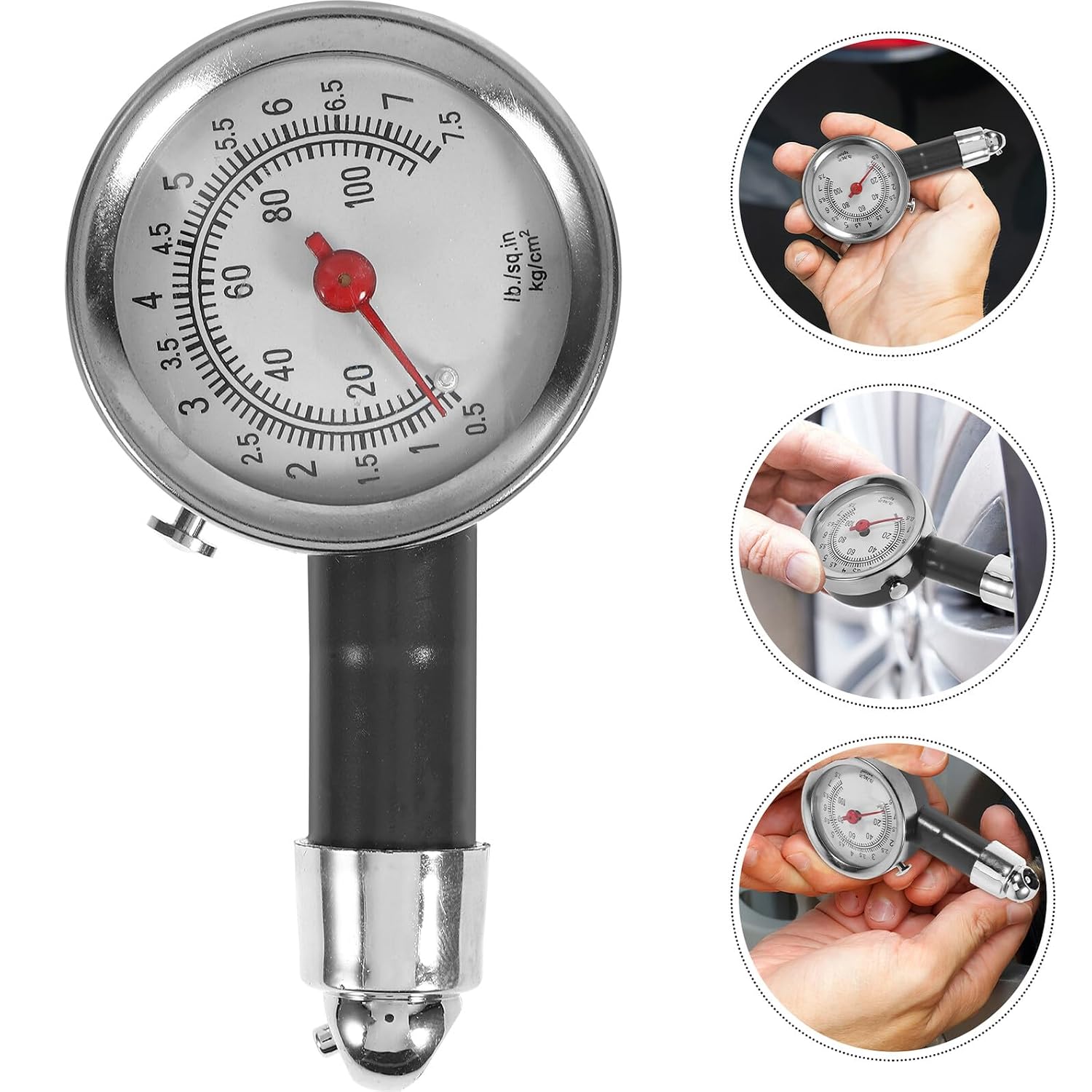 Car Tire Pressure Gauge Dial Type Straight Plastic Tester