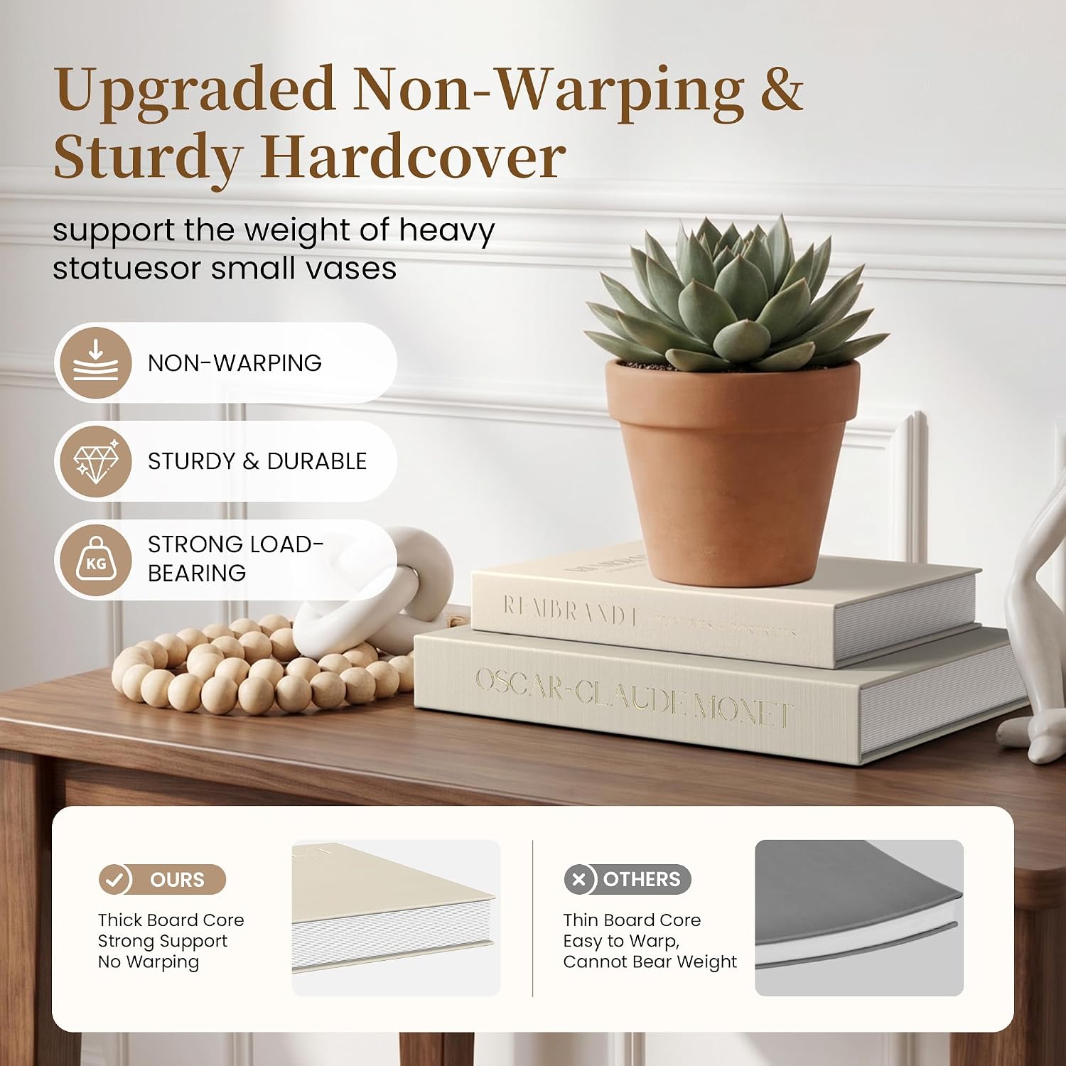 Decorative Books, 2-Pack Faux Linen Faux/Fake Books for Book Decor