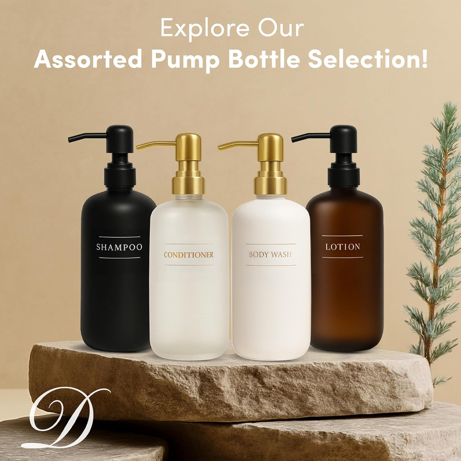 Amber Plastic Bottle | Refillable Wall Mount Liquid Soap Dispenser | 16 oz Shampoo, Conditioner and Body Wash for Every Bathroom | 3 Bottles