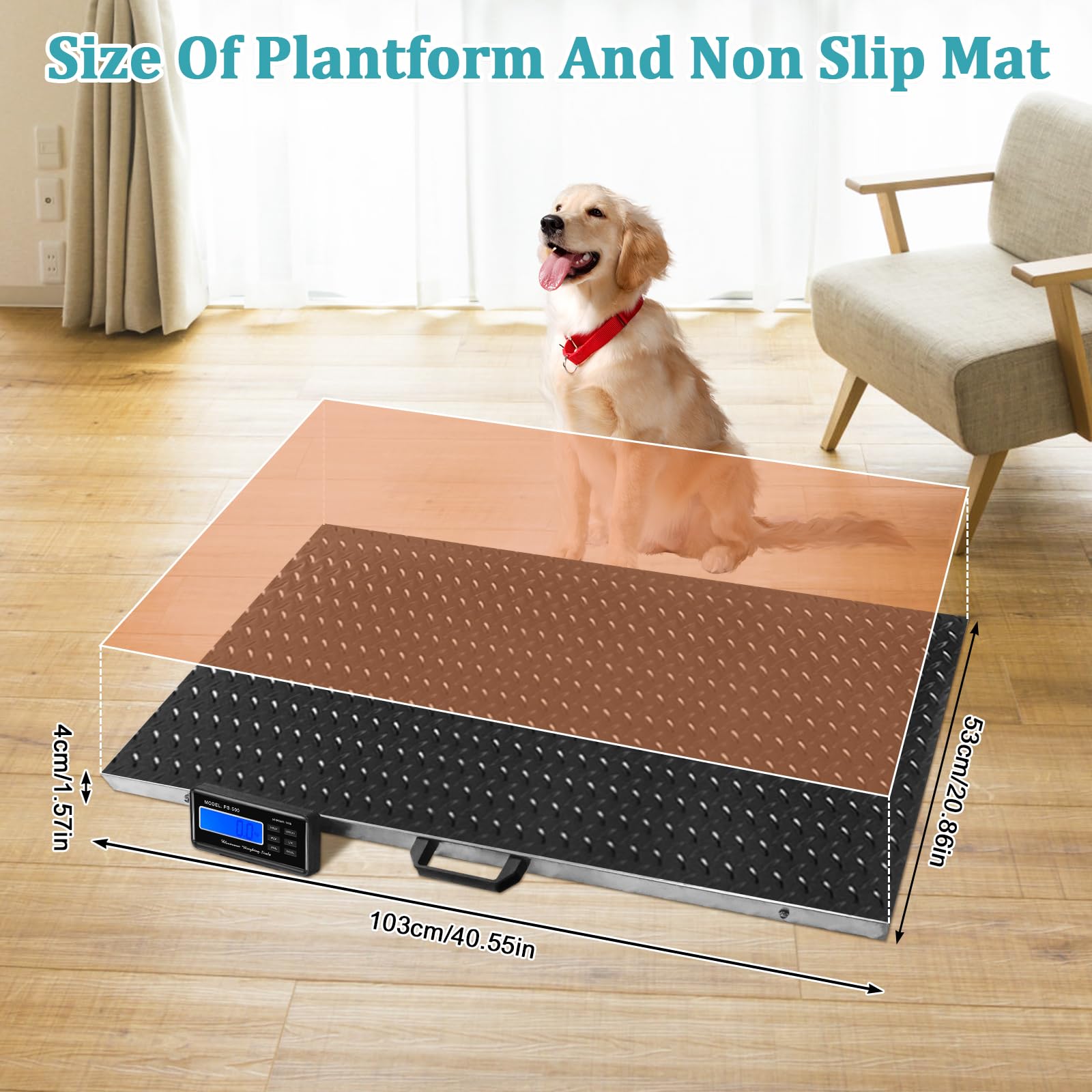 Báscula para mascotas para perros grandes, báscula de perro de 1100 libras x 0.25 libras para razas grandes, báscula de ganado, báscula de animales, báscula para cachorros, 3 modos de pesaje, LB, KG