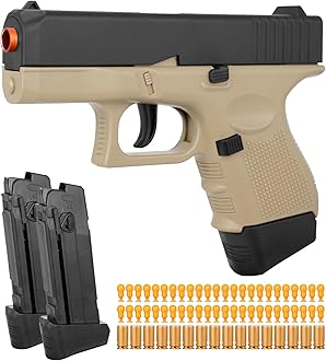 Toy Gun, Soft Bullet Gun for Boys, G26 Toy Pistol, Empty Shell Ejecting Toy Gun for Kids, Shooting Game Educational Gun Toy Model, Gift for Kids (Boys&Girls) Age 8+ (Sand Color)