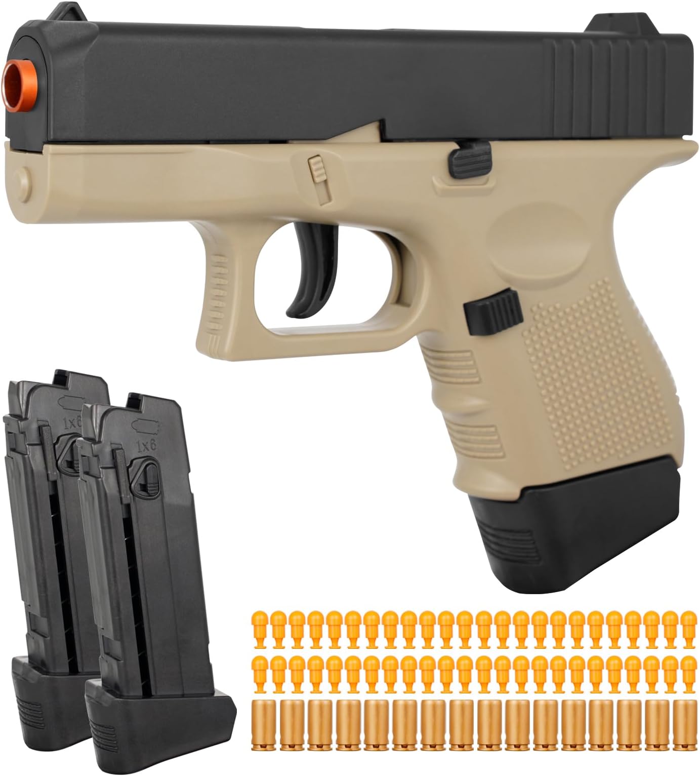 Toy Gun, Soft Bullet Gun for Boys, G26 Toy Pistol, Empty Shell Ejecting Toy Gun for Kids, Shooting Game Educational Gun Toy Model, Gift for Kids (Boys&Girls) Age 8+ (Sand Color)