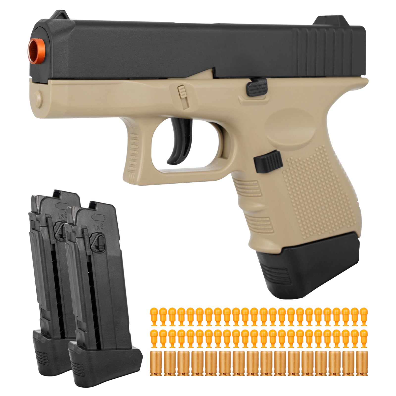 Toy Gun, Soft Bullet Gun for Boys, G26 Toy Pistol, Empty Shell Ejecting Toy Gun for Kids, Shooting Game Educational Gun Toy Model, Gift for Kids (Boys&Girls) Age 8+ (Sand Color)
