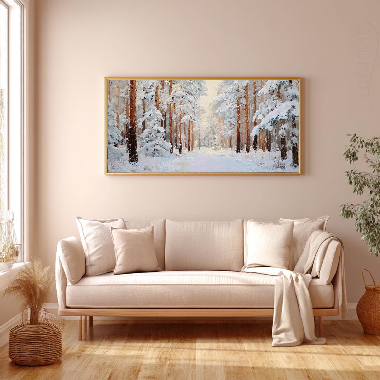YLHKME Bilder Auf Leinwand, Winterlandschaft Natur Schnee Modern Leinwandbilder Kunstdruck Wandbilder Für Wohnzimmer Schlafzimmer Wohnkultur Deko (80X160CM,D-Ungerahmt)