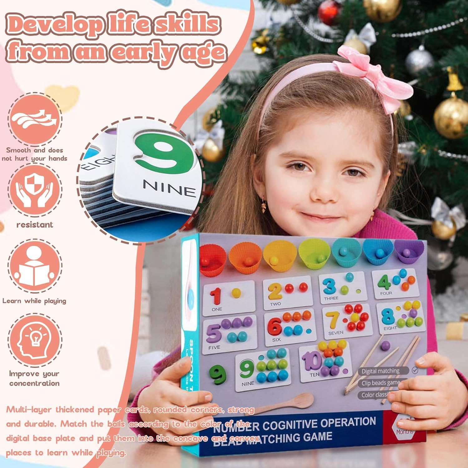 Math Number Patterns Toy Starnearby Montessori Arithmetic Math Toy Set, Wooden Digital Learning ...