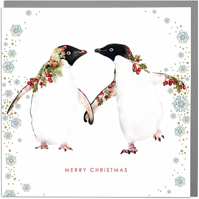 Lola Design - Special Couple Christmas Card - Blank Cards and Envelopes - Penguins