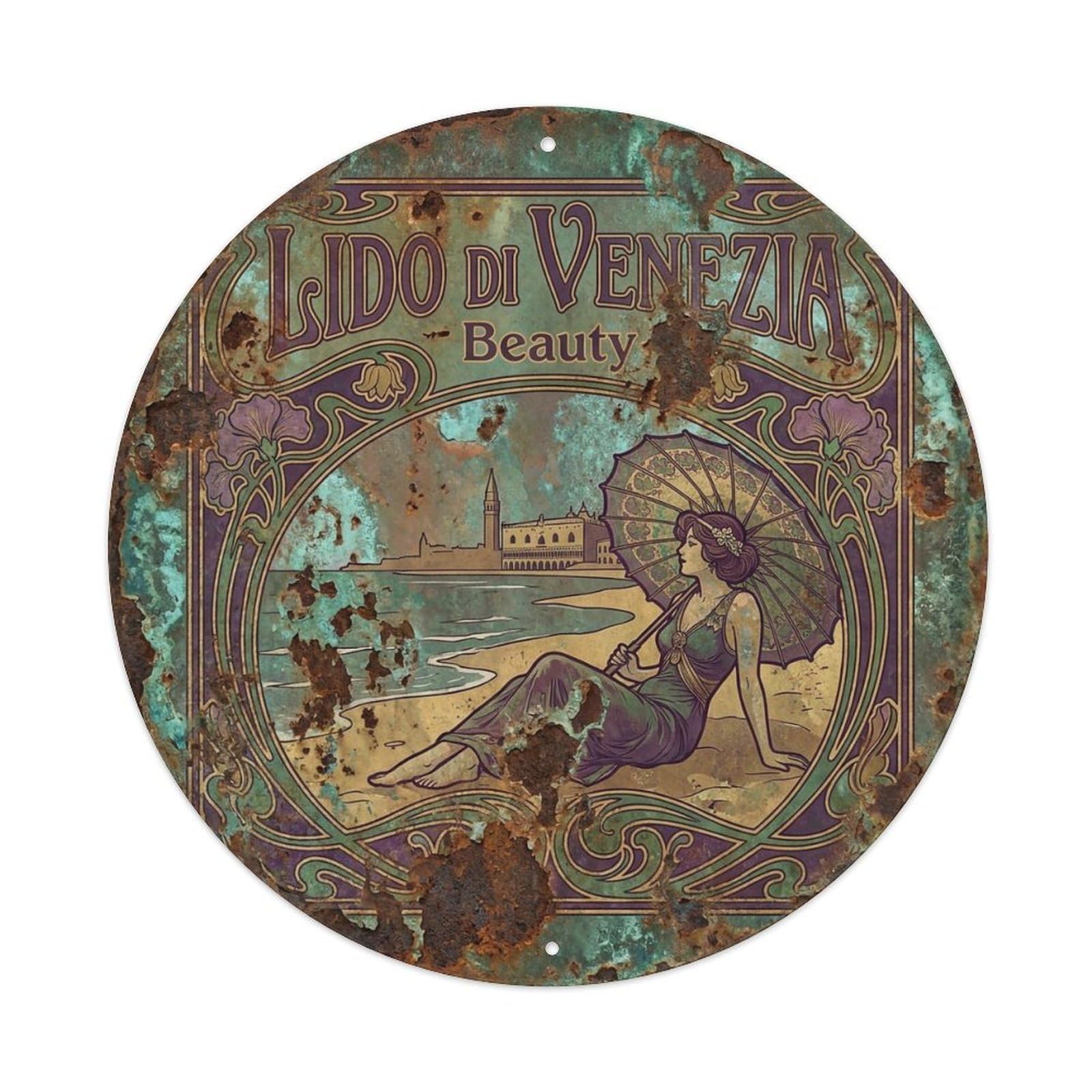 Vintage Travel Lido Di Venezia Italy Beauty Metal Tin Sign