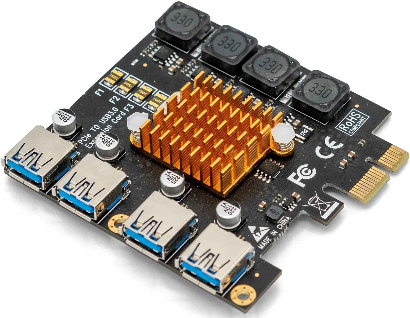 4 Ports Super Speed 5Gbps USB 3.0 PCI Express Expansion Card for ZimaBoard Windows Linux Desktop PCs, Built in Self-Powered Technology, No Need Additional Power Supply