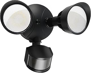 45W 5500LM PIR Motion Sensor Outdoor Lights, Dual Head LED Flood Light, 5000K Daylight, IP65 Waterpr