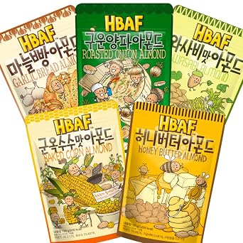[Official Gilim HBAF] 5 Flavors Almonds Roasted Onion 190g, Honey Butter 190g, Garlic Bread 190g, Baked Corn 190g, Wasabi 190g, Supreme Korean Almond, Nutritious Snack Gift Party Pack