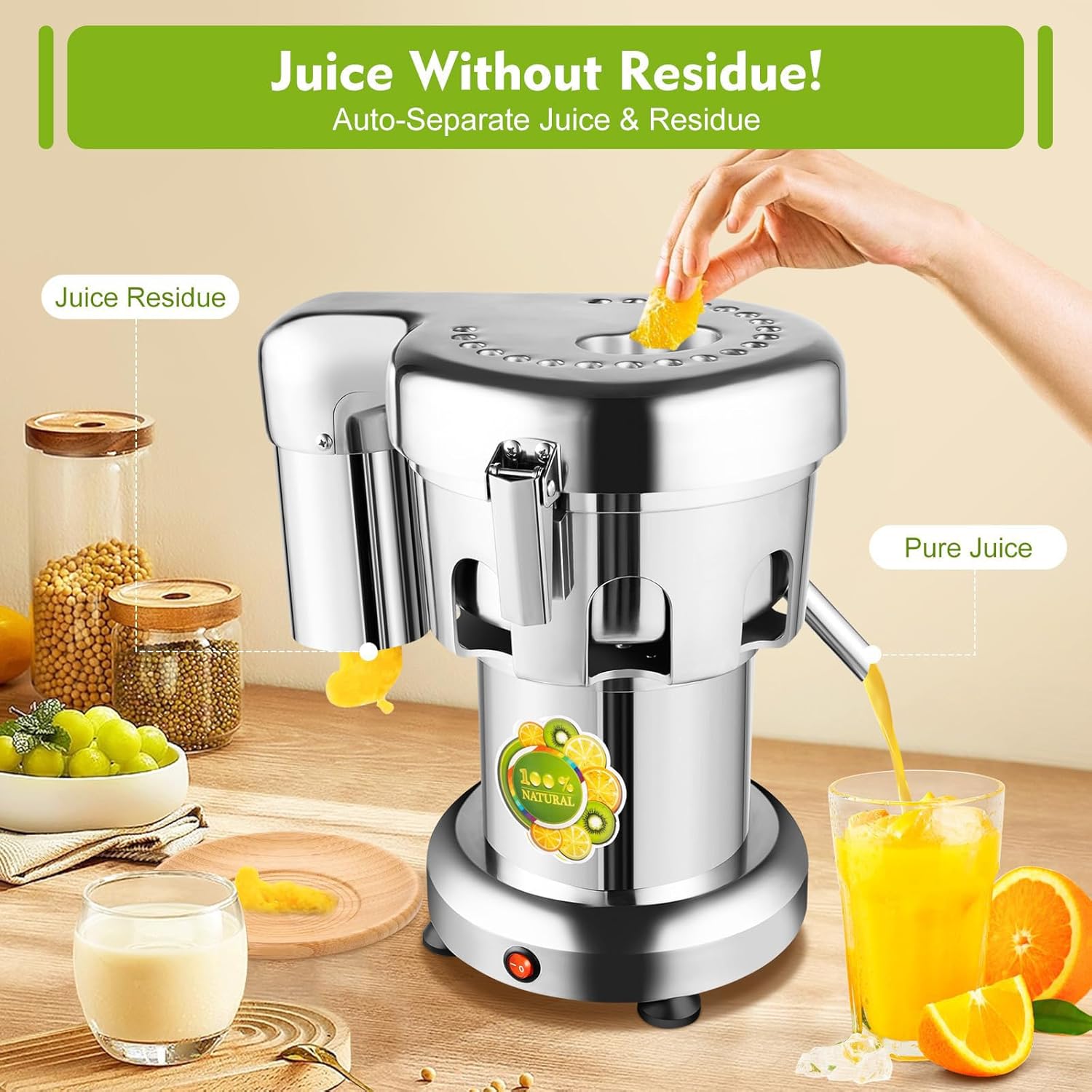 Commercial Juice Extractor, Fruit And Vegetables Juice Maker, Stainless Steel Heavy Duty Centrifugal Juicer, For Fruits Vegetables A3000(370W)