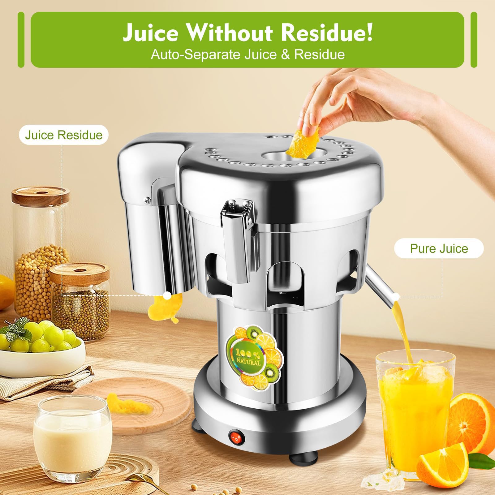 MIAOXIAOLONG Extracteur De Jus Professionnel, Centrifugeuse, 2800 TR/Min, Extracteur De Jus Robuste, pour Jus De Fruits Et Légumes, pour Jus De Fruits, Restaurants Et Hôtels B3000(370W)