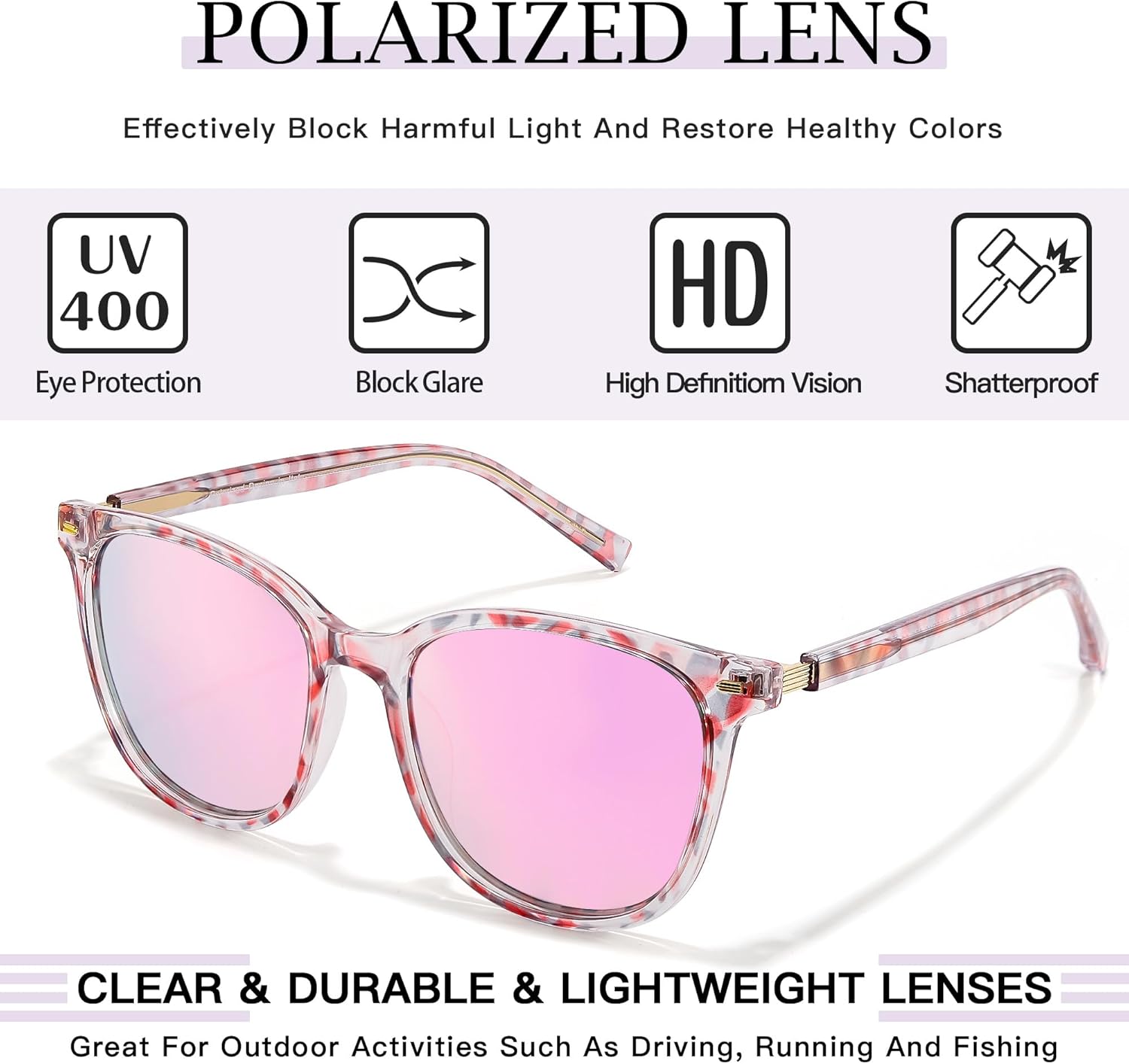 SIPHEW Womens Mirrored Polarized Sunglasses - Cat Eye Oversized Sun Glasses w UV Protection for Women - Image 5