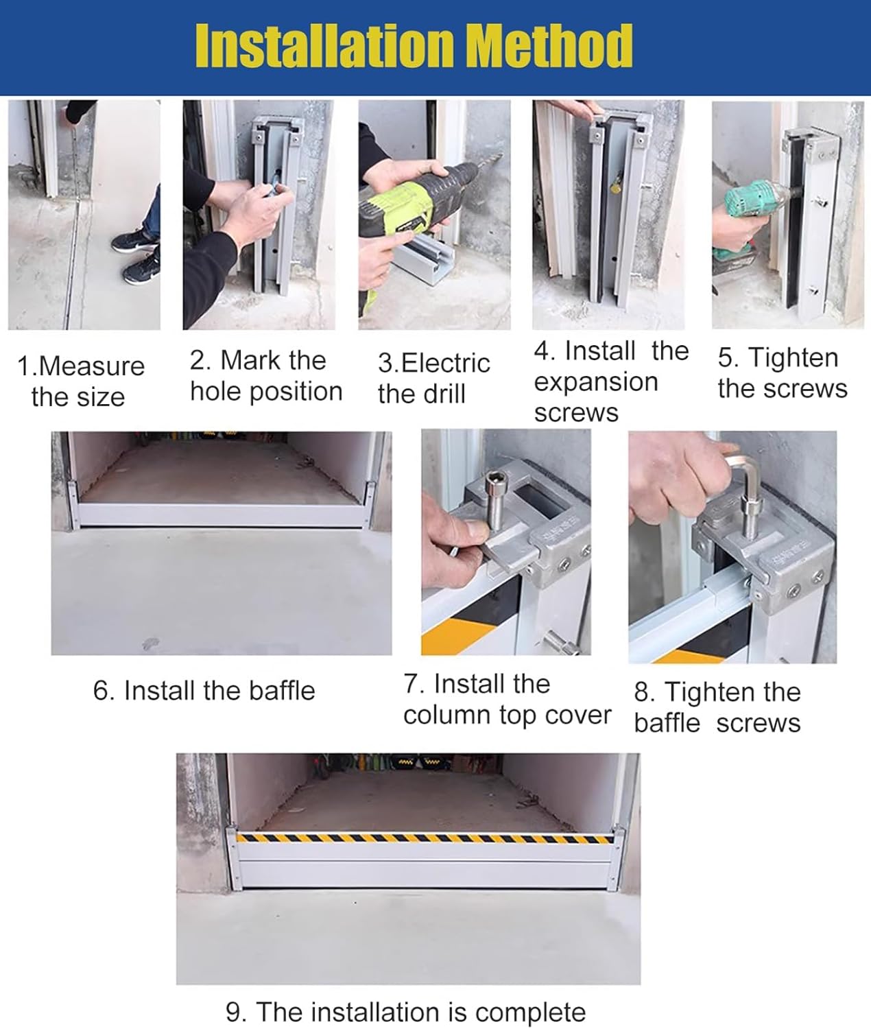Heavy Duty Upright Flood Prevention Barriers for Home Doors/Garage/Driveway/Entrances to Gates, 20 40 60 80 100cm High Water Barrier Flood Panel, Reusable Removable Water Stopper Baffle (