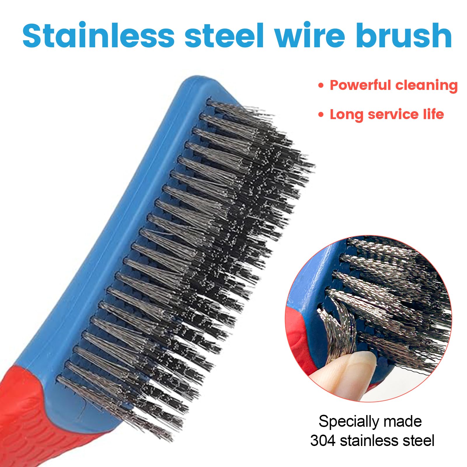 2 Pezzi Spazzola in Acciaio Inox, Spazzola in Acciaio Rinforzata Con Un Manico Grosso e Comodo in Plastica, Robusta Spazzola per Pulire Griglie, Rosticceria, Cucina, Macchie di Olio, Pittura