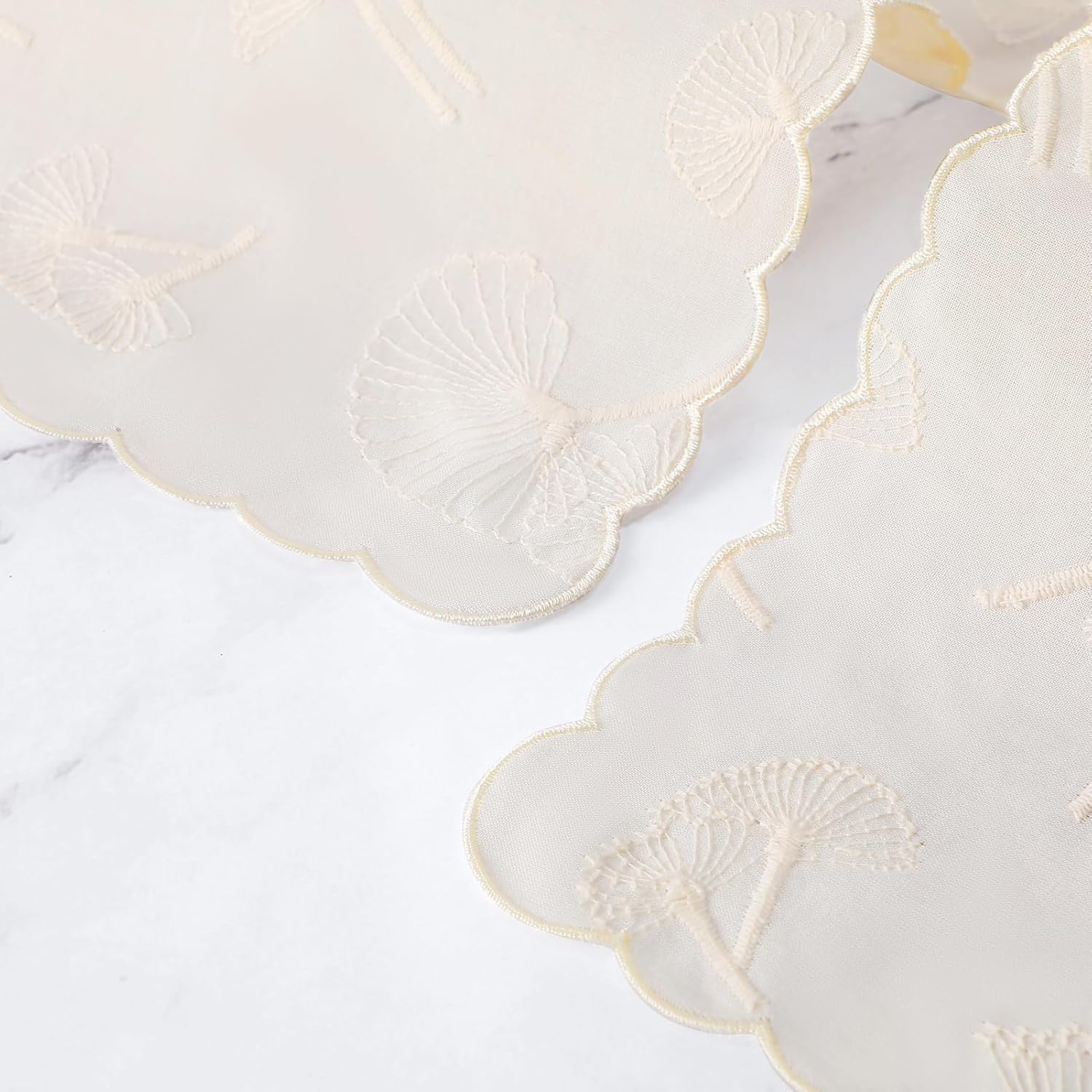 DoreenBeads Women's Cotton Handkerchiefs Dandelion Scalloped Embroidered Ladies Hankies for Wedding Parties 3Pcs - Image 8