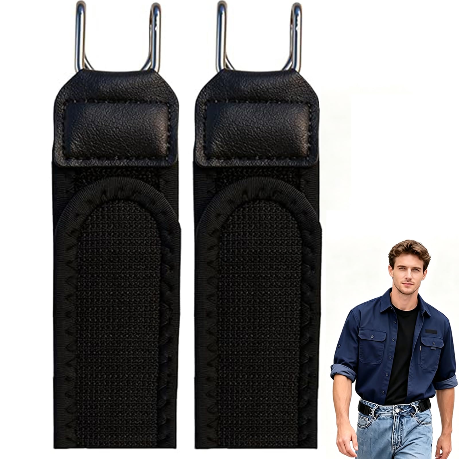 FiveMileBro Cinturón Sin Hebilla, Cinturón con Gancho Metálico, Elástico Invisible Ajustable, Unisex para Hombre y Mujer, Ideal para Jeans, Vestidos, Trabajo, Viajes y Uso Diario