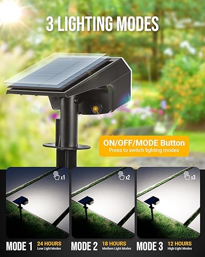 Miniatura 2 de COOZAMING Focos solares para exteriores, impermeables, IP65, 63 LED, 3 modos de iluminación, luces de pared, iluminan patio, jardín, casa, garaje