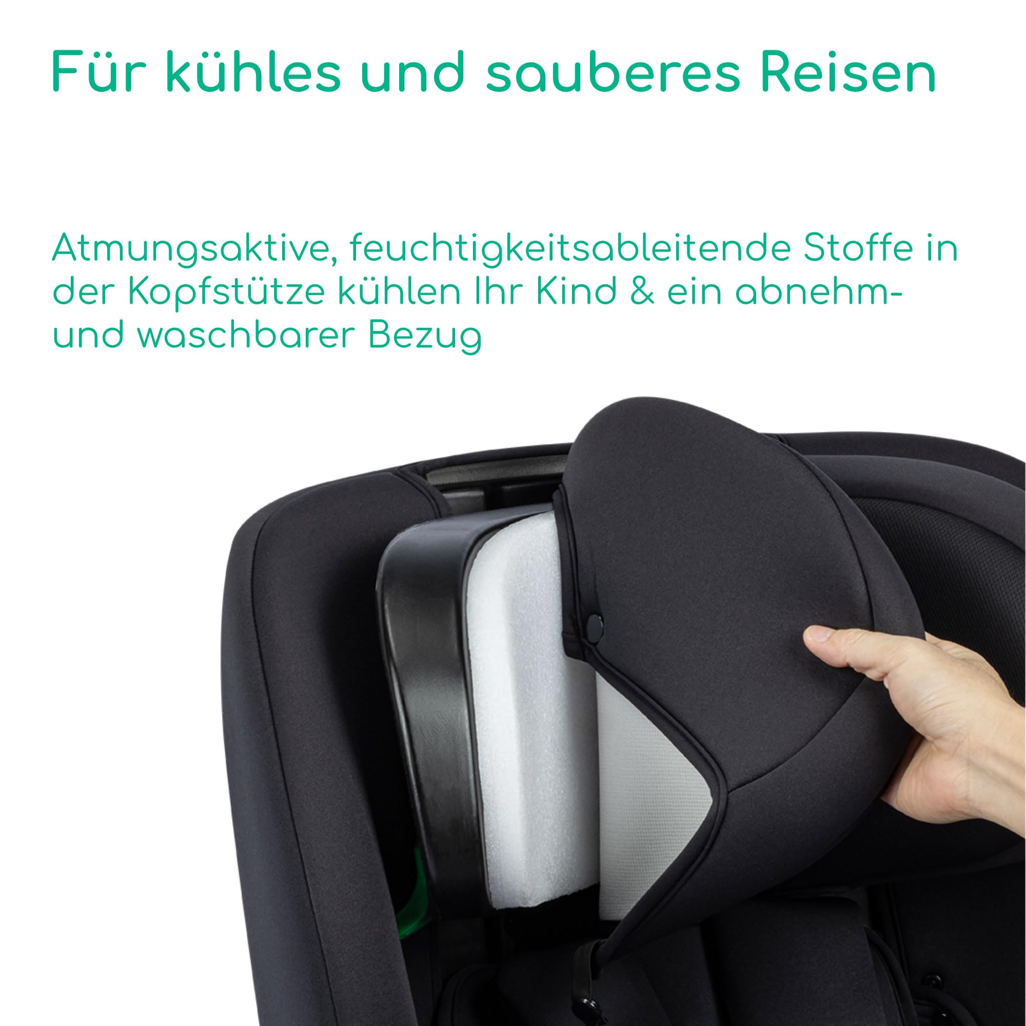 Bebeconfort Ever i-Safe, Mitwachsender Kindersitz 9-36 kg, 15 M.–12 J., 76–150cm, Kindersitzerhöhung, R129-Sicherheit, Seitenaufprallschutz, 11 Kopfstützenpositionen, Integrierte Armlehnen, Full Black