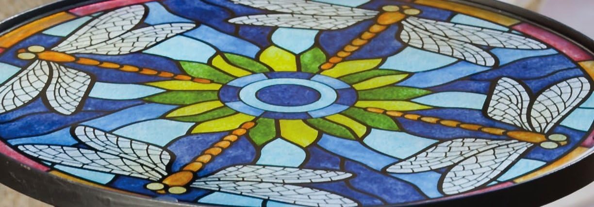 Evergreen Flag & Garden Tiffany-Inspired Dragonfly Side Table Indoor Outdoor Side Tables for Your Patio, Lawn, Garden or Home Décor