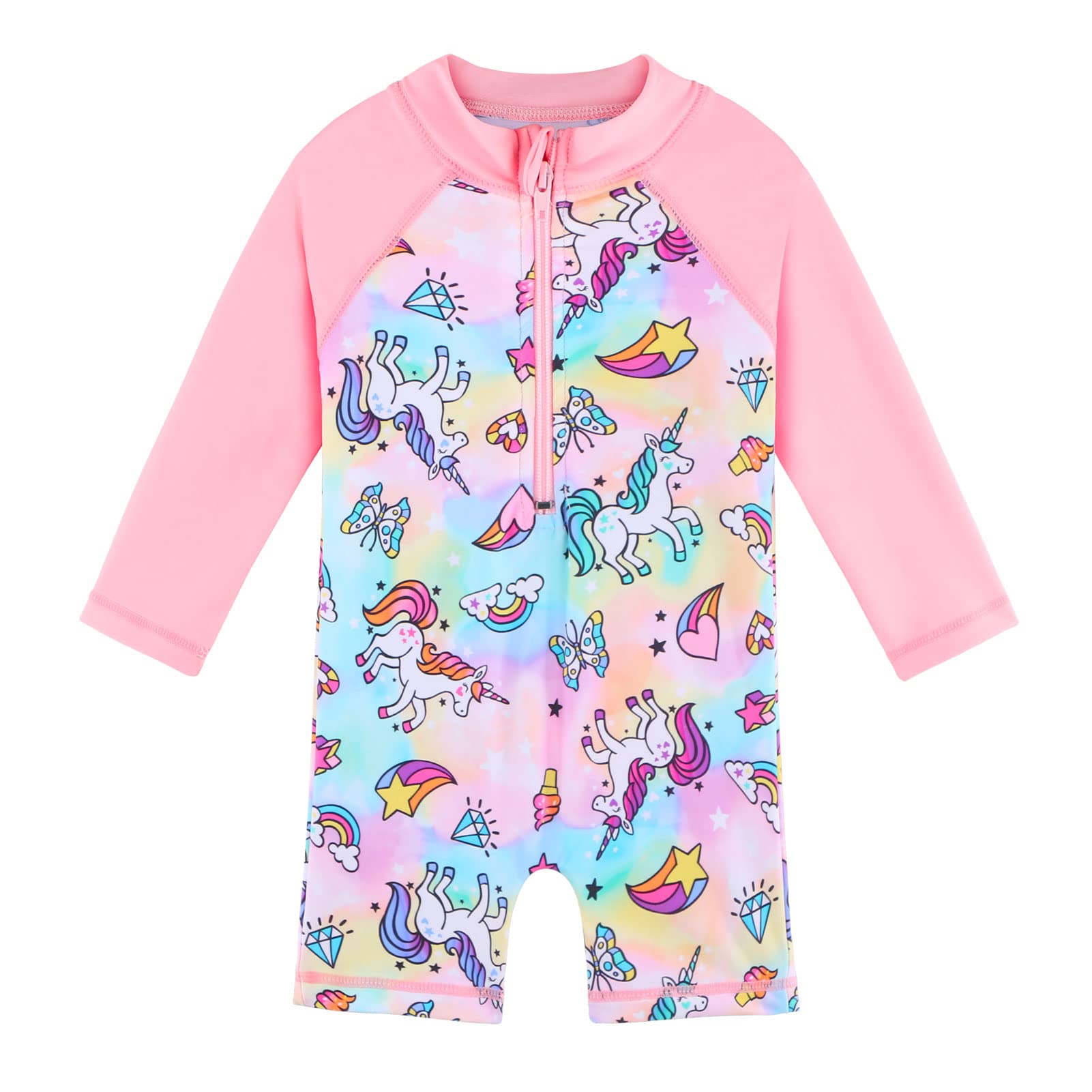 Maillot de bain une pièce Rashguard pour petite fille - Protection solaire UPF 50+ avec chapeau de soleil