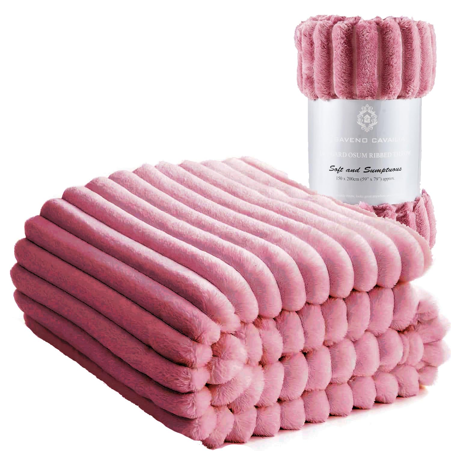 Luxury Chunky Ribbed Cord Throw Blanket - Faux Fur Soft Fleece, Cozy, and Warm Osum Sofa Bed Single Double Throws Blankets for Comfort and Style (Berry, Double: 150 Cm x 200 Cm)