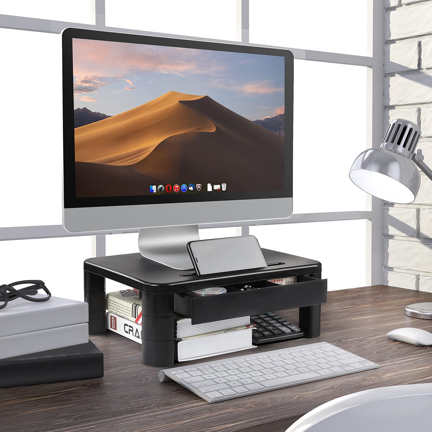 LORYERGO Monitor Stand, Laptop Stand for Desk with Storage, Height