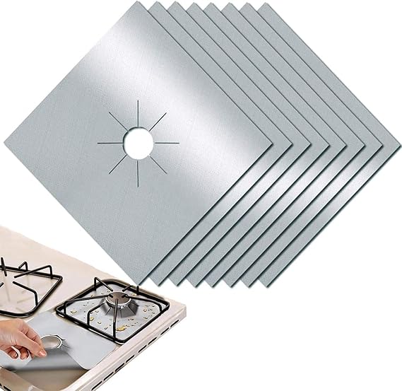 Cobertores de gama de gas para quemador de estufa, 8 piezas, limpiador de alfombrilla para cocina, doble grosor, reutilizables, protectores de estufa ...