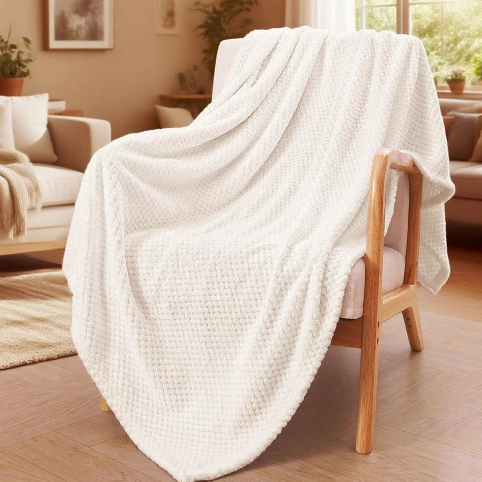 Decke Kuscheldecke Flauschig 200 x 290 cm für 4 Jahreszeiten, Weich Warm Leicht Kuscheldecke - Flauschig Decke für Sofa, Couch Und Bett, Weiß