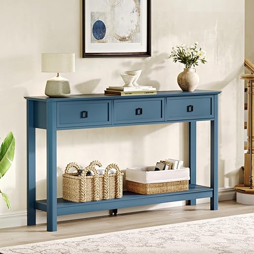 Treocho 53.1" Console Table with 3 Drawers, Modern Entryway Table,