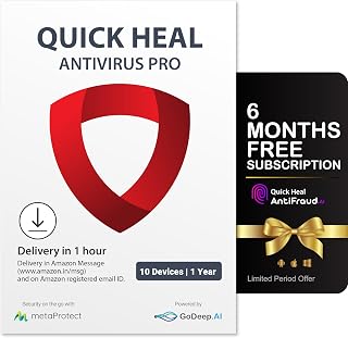 Quick Heal Antivirus Pro | Windows PC/Laptop | 10 PC, 1 Year | AI-Based Virus Protection | Email Delivery in 1 hr |+ 6 mon... Price In India