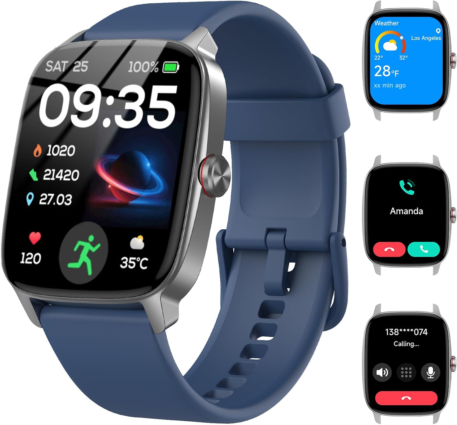 Smart Watch for Men Women, Bluetooth Call Smartwatch with AI Voice, 1.85" HD DIY Dial Fitness Watch, Heart Rate/SpO2/Steps/Sleep Monitor, 100+ Sports Modes, IP68 Waterproof Watch for Android iOS