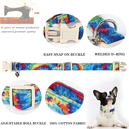Miniatura 2 de DOGWONG Collar de algodón de verano para perro, resistente teñido anudado, duradero, suave, hawaiano, lindo collar colorido para cachorros pequeños,