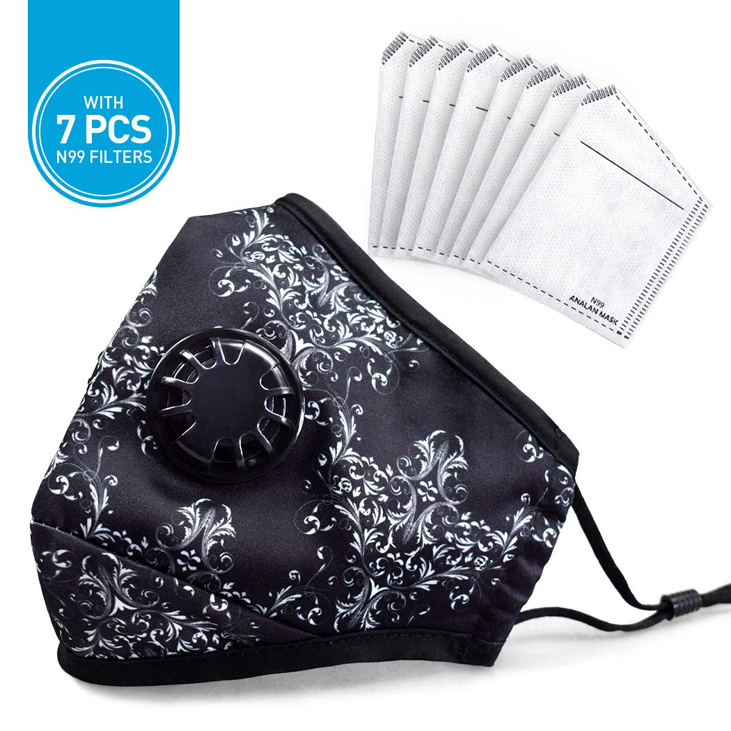 ANALAN Anti Pollution Dust Mask Washable Face Mask for Dust with Filter (Classic Flower)