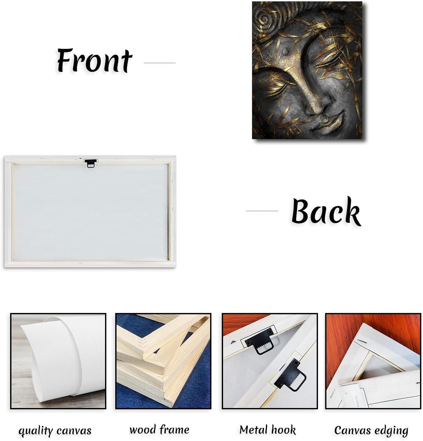 Closed Eyes Abstract Buddha Wall Art Canvas Painting Religious Picture Modern Meditation Art Buddha Artwork for Living Room Yoga Room Hindu Wall Decor Framed Zen Wall Art 16x24in/40x60cm