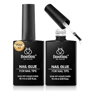 Beetles 2Pcs 15ml Gel Nail Glue for Acrylic Nail Tips UV Nail Glue for Clear Press-On Nails Clear