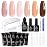 beetles Poly Nail Extension Gel Kit 6 Colors Poly Gel Nail Kit Nude Pink Brown Poly Nail Gel Kit with Mini Nail Lamp Builder Nail Gel Manicure Starter Set DIY Home